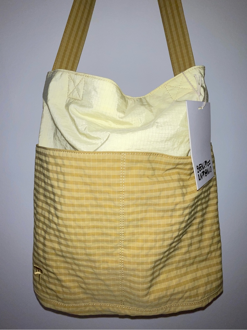 Benito Antonio By Zara Fabric Shopper Shoulder Tote Bag Yellow New With Tags - Picture 7 of 8